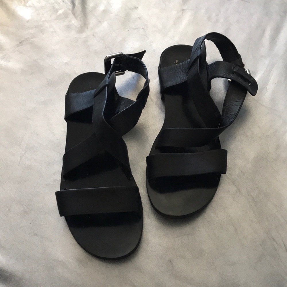 Leather free people black studded sandals